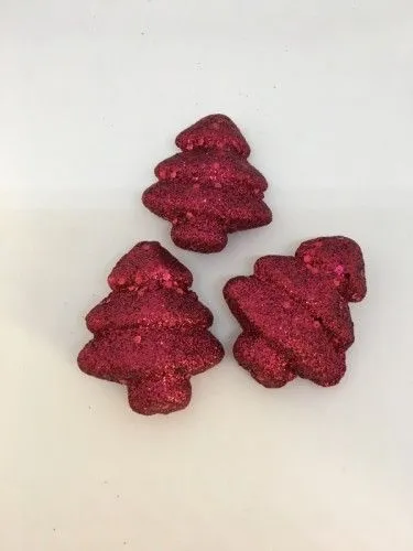 Karácsonyi dísz fenyőfa pink csillámos 6cm Újdonság