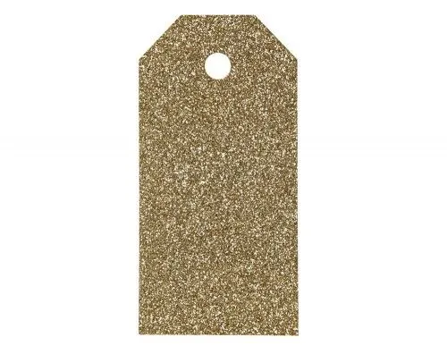 Ajándékcímke, glitteres, 15db/cs, arany Azonnali szállítás