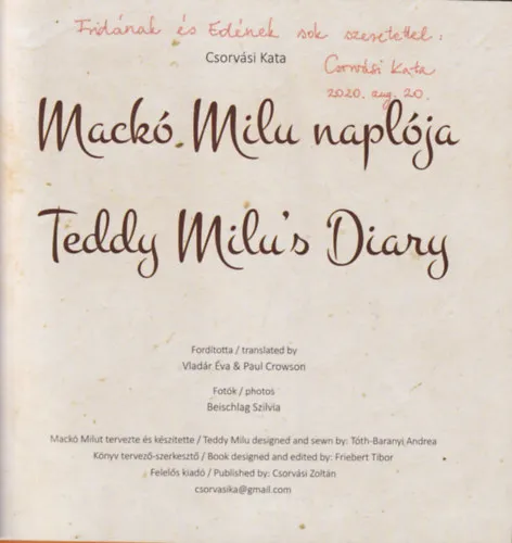 Mackó Milu naplója - dedikált Legjobb ár