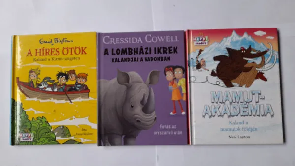 Bestseller Mamutakadémia - Kaland a mamutok földjén + A lombházi ikrek kalandjai a vadonban - Futás az orrszarvú után + A híres ötök (Kaland a Kirrin-szigeten) (3 mű) )