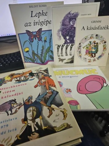 5db-os KÖNYVMENTŐ AJÁNLAT, mesekönyv: A kásásfazék+ Lólila+ Lepke az írógépen+ Mucmuc a morgonc+ Münchhausen vidám kalandjai Ne maradj le