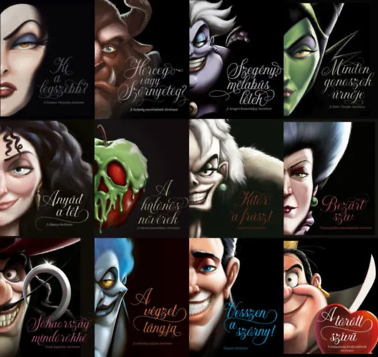 Korlátozott ajánlat 12 db KÜLÖNLEGES, ÉLFESTETT KIADÁS Disney Gonosztevők: Ki a legszebb? + Szegény, mélabús lélek + Minden gonoszok úrnője + Anyád a tét! + A különös nővérek + Kitör a frász! + Bezárt szív + Sohaország mindör
