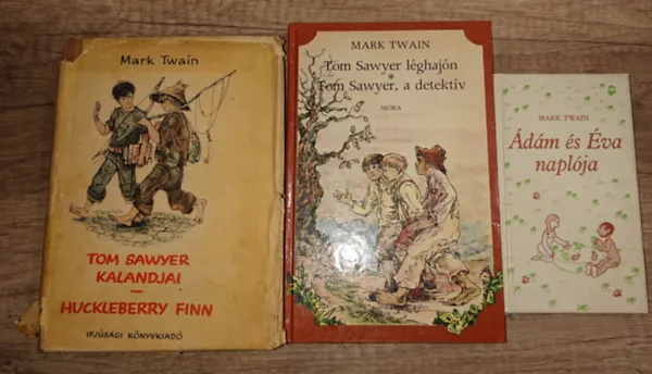 Bestseller 3 kötet/5 mű Mark Twaintől: Ádám és Éva naplója, Tom Sawyer kalandjai / Huckleberry Finn, Tom Sawyer a léghajón / Tom Sawyer, a detektív