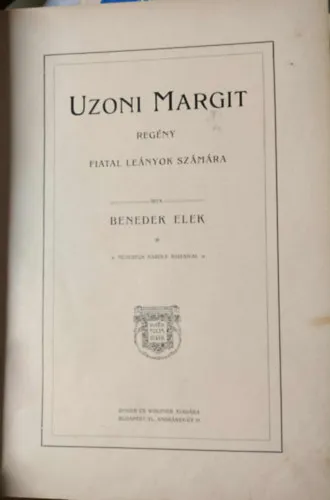 Uzoni Margit - Regény fiatal leányok számára Azonnali szállítás
