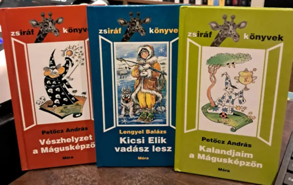 3 kötet a Zsiráf könyvek sorozatból: Kalandjaim a Mágusképzőn, Kicsi Elik vadász lesz, Vészhelyzet a Mágusképzőn Korlátozott ajánlat