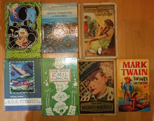 Vedd meg online 7 klasszikus ifjúsági regény: A Dzsungel könyve, S.O.S. Titanic!, Arthur Gordon Pym, a tengerész, Tamás bátya kunyhója, Emil és a három iker, Koldus és királyfi, Tom Sawyer a mesterdetektív