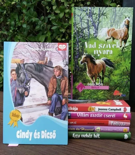 7 db-os KÖNYVMENTŐ AJÁNLAT, ifjúsági: Egy nehéz hét+ Vad szívek nyara+ Helen és Huncut+ Az istálló árvái+ Villám gazdát cserél+ Cindy talált csikója+ Cindy és Dicső Utolsó esély