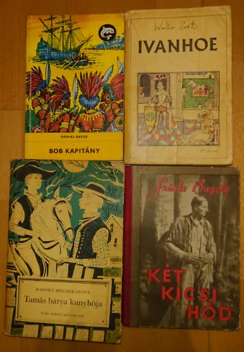 Legnépszerűbb 4 klassziikus ifjúsági regény: Bob kapitány, Ivanhoe, Két kicsi hód, Tamás bátya kunyhója,
