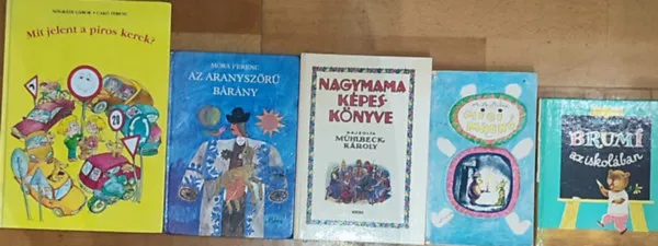 Alacsony ár 5db klaszikus mesekönyv - A. A. Milne-Micimackó, Bodó Béla-Brumi az iskolában, Nagymama képeskönyve, Móra Ferenc-Az aranyszőrű bárány, Nógrádi Gábor-Cakó Ferenc-Mit jelent a piros kerek?