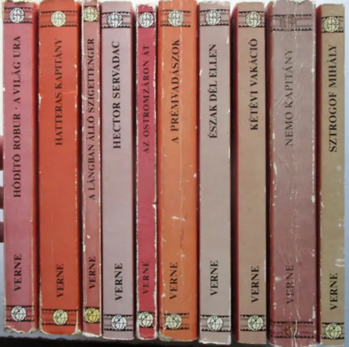 10 db Jules Verne (Sztrogof Mihály, Nemo kapitány, Kétévi vakáció, Észak Dél ellen, A prémvadászok, Az ostromzáron át, Hector Servadac, A lángban álló szigettenger, Hatteras kapitány, Hódító Robur-A világ ura) Biztonságos fizetés