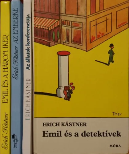 4db Erich Kästner kötet: Emil és a detektívek; Az állatok konferenciája; Az emberke; Emil és a három iker Korlátozott ajánlat