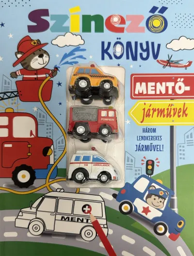 Mentőjárművek - Színezőkönyv - Három lendkerekes járművel! Különleges ajánlat