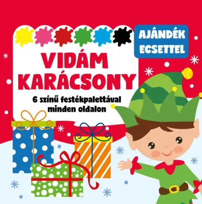 Rendeld meg most Vidám karácsony - 6 színű festékpalettával minden oldalon - ajándék ecsettel