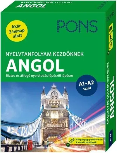 PONS Nyelvtanfolyam kezdőknek ANGOL - Kezdő és újrakezdő nyelvtanulóknak - Hanganyag pendrive-on és webről letölthető (új kiadás Kiárusítás