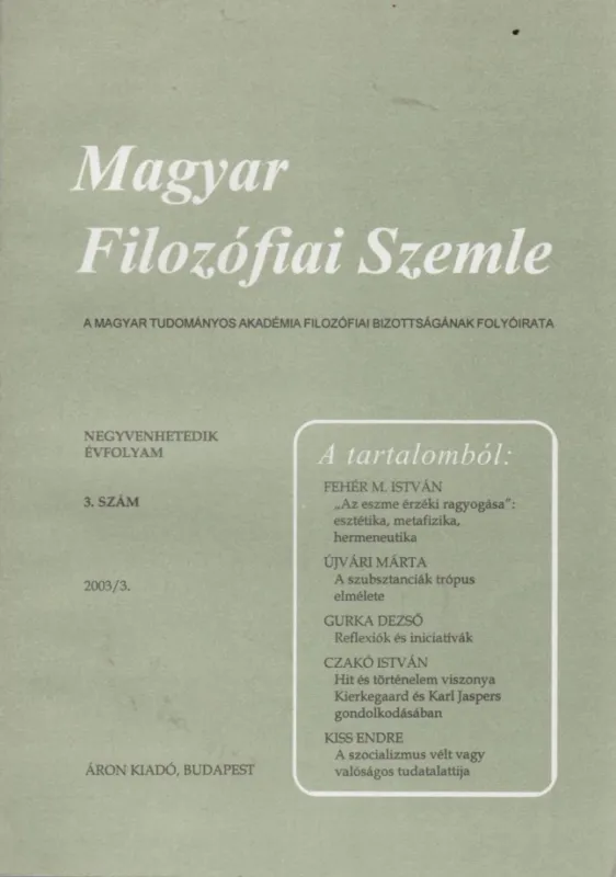 Magyar Filozófiai Szemle 2003/3. Szezonális akció