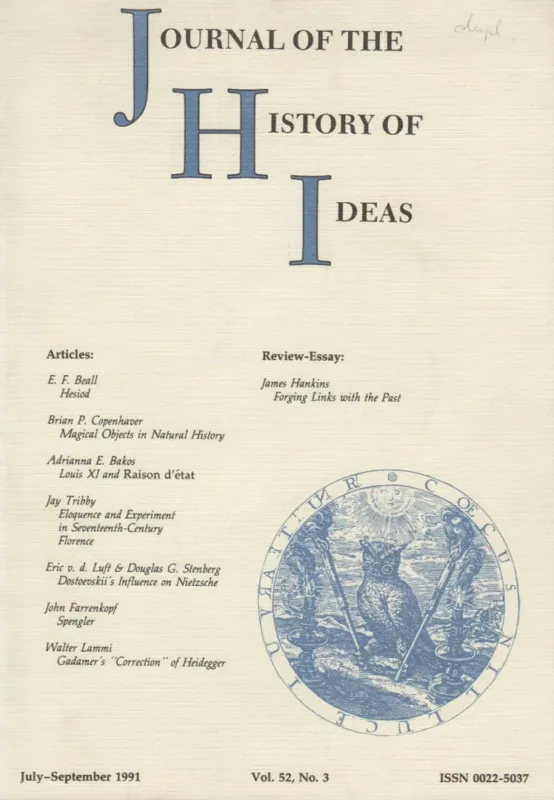 Népszerű Journal of the History of Ideas July-September 1991. Vol. 52. No. 3.
