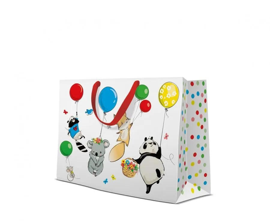 Végkiárusítás Állatos Balloon papír ajándéktasak 34x27x13 cm