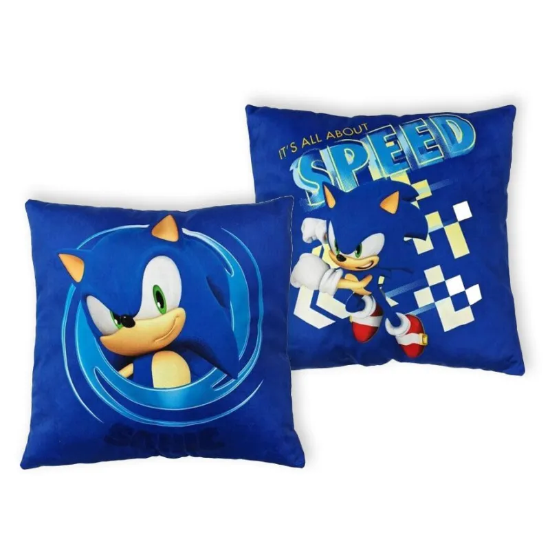Sonic a sündisznó Speed párna, díszpárna 40x40 cm Velúr Gyors kiszállítás