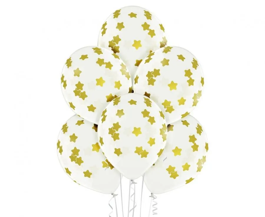 Stars, Csillagos léggömb, lufi szett 6 db-os 30 cm (12 inch) Prémium