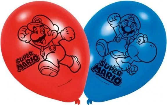 Super Mario Mushroom léggömb, lufi 6 db-os 9 inch (22,8 cm) Vedd meg most