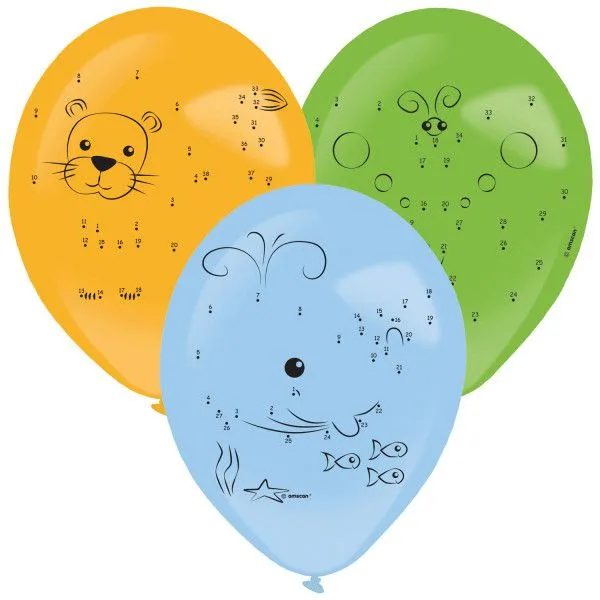 Számösszekötős Animals léggömb, lufi 3 db-os tollal 14 inch (35,5 cm) Szuper ajánlat