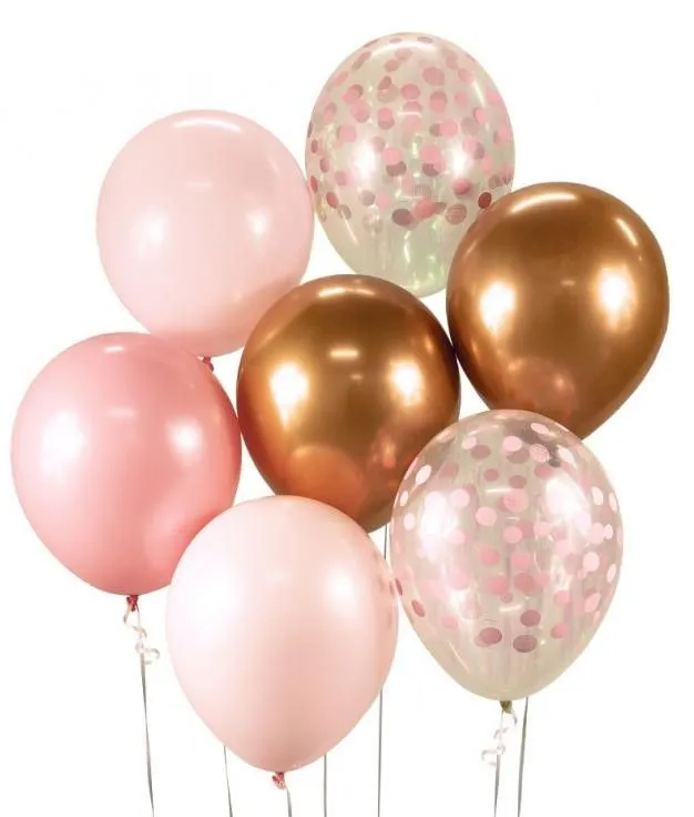 Biztonságos fizetés Színes Pink-Copper léggömb, lufi szett 7 db-os 12 inch (30 cm)