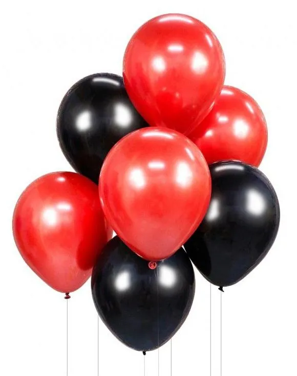 Színes Red-Black léggömb, lufi szett 7 db-os 12 inch (30cm) Olcsóbb