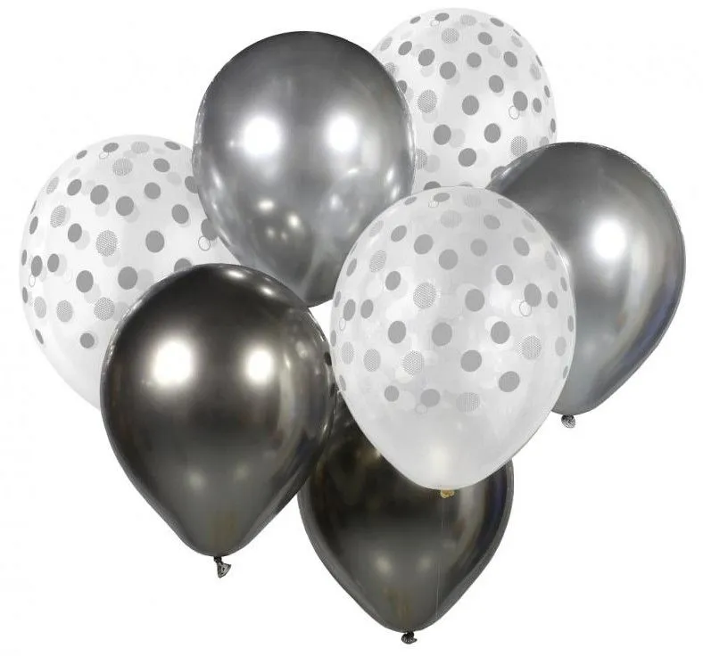 Színes Silver-Graphite léggömb, lufi szett 7 db-os 12 inch (30cm) Gyors kiszállítás