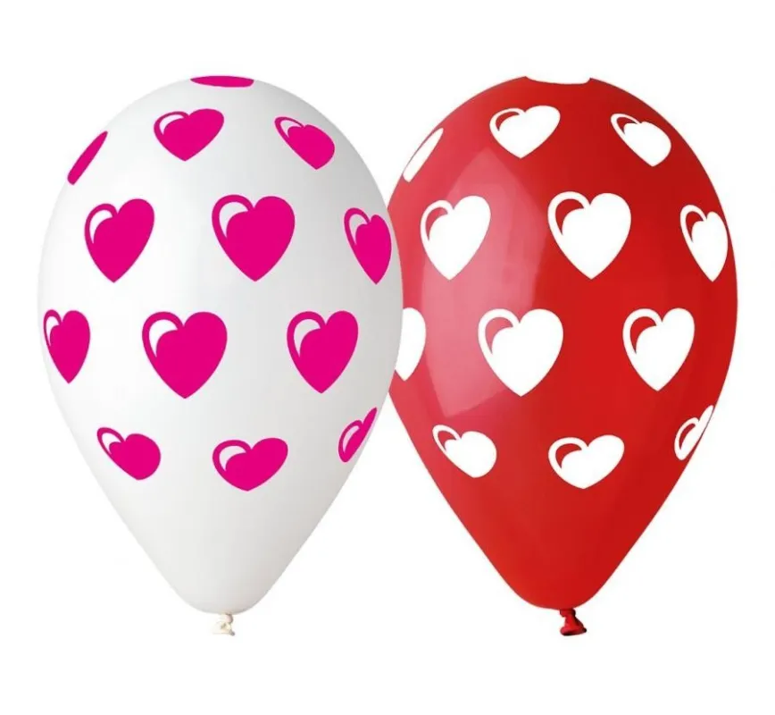 Árcsökkenés Szív Heart léggömb, lufi 5 db-os 12 inch (30 cm)