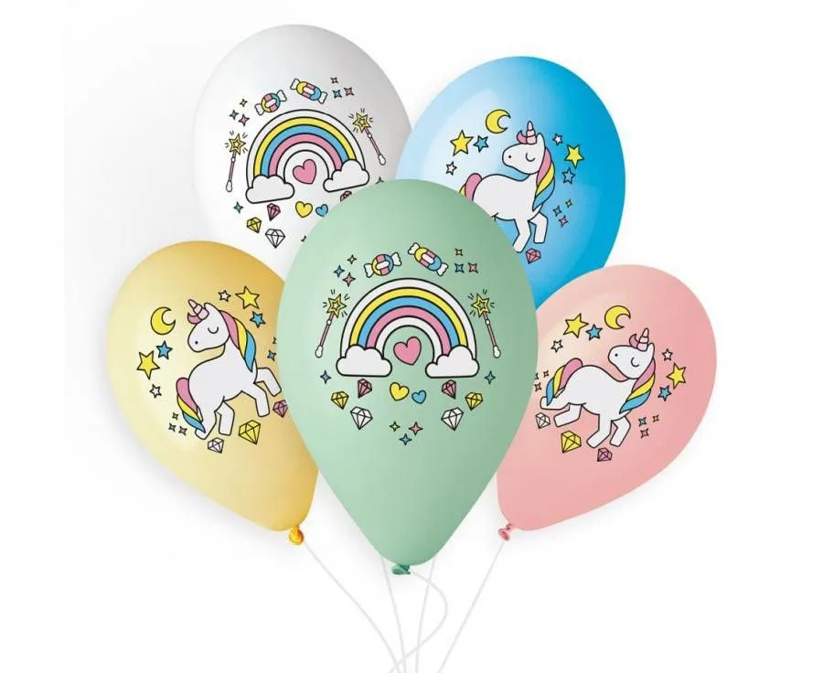 Azonnal elérhető Unicorn Rainbow, Unikornis léggömb, lufi 5 db-os 13 inch (33cm)