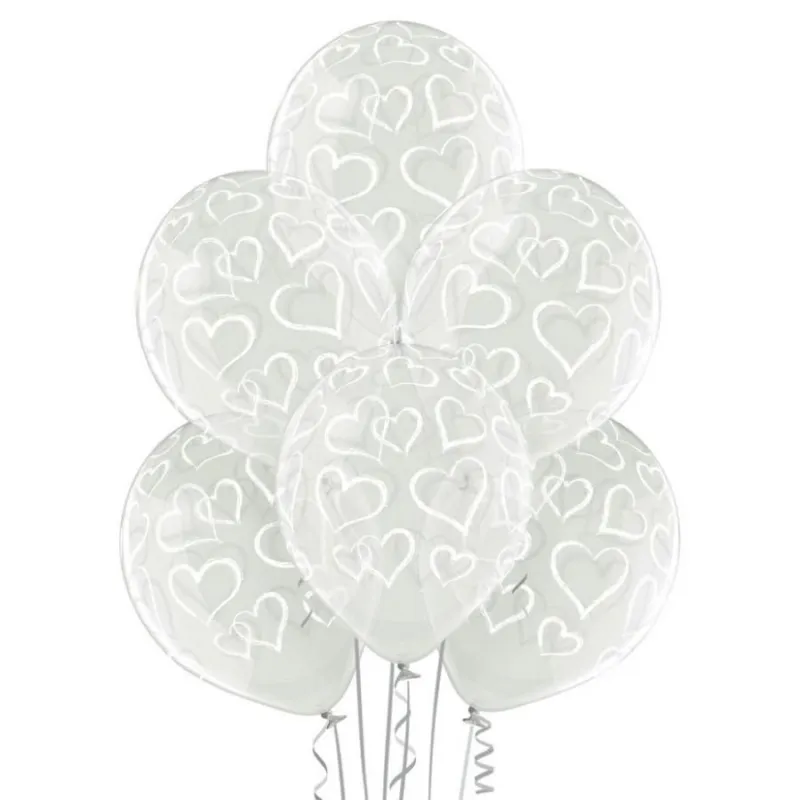 White Hearts, Szív léggömb, lufi 6 db-os 12 inch (30 cm) Korlátozott ajánlat