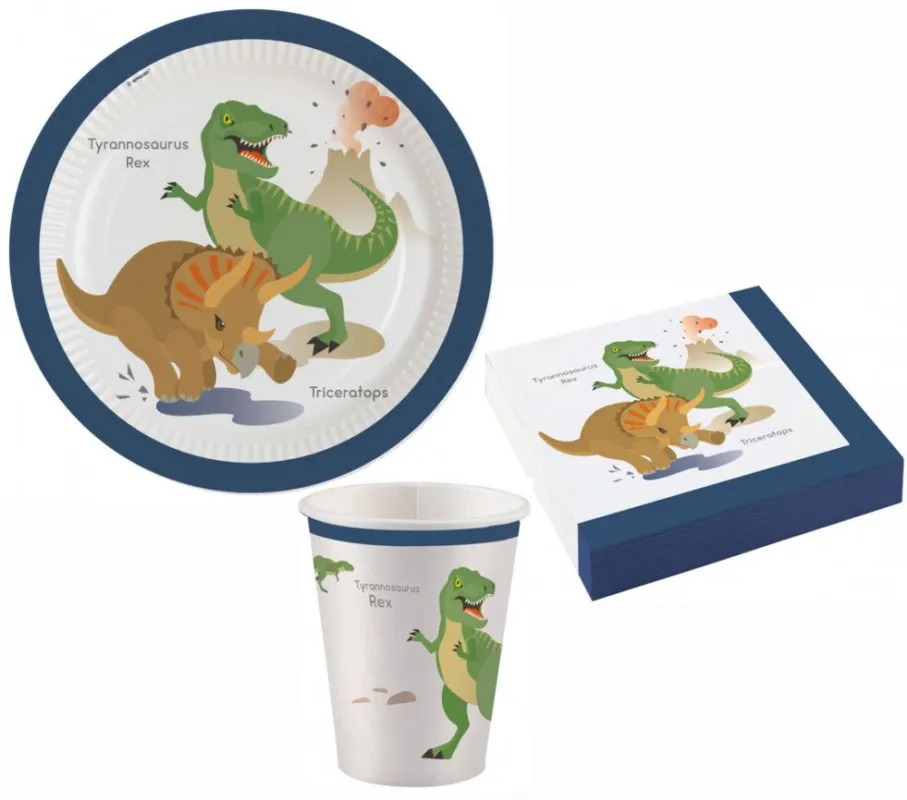 Árengedmény Dinoszaurusz Happy party szett 36 db-os 23 cm-es tányérral