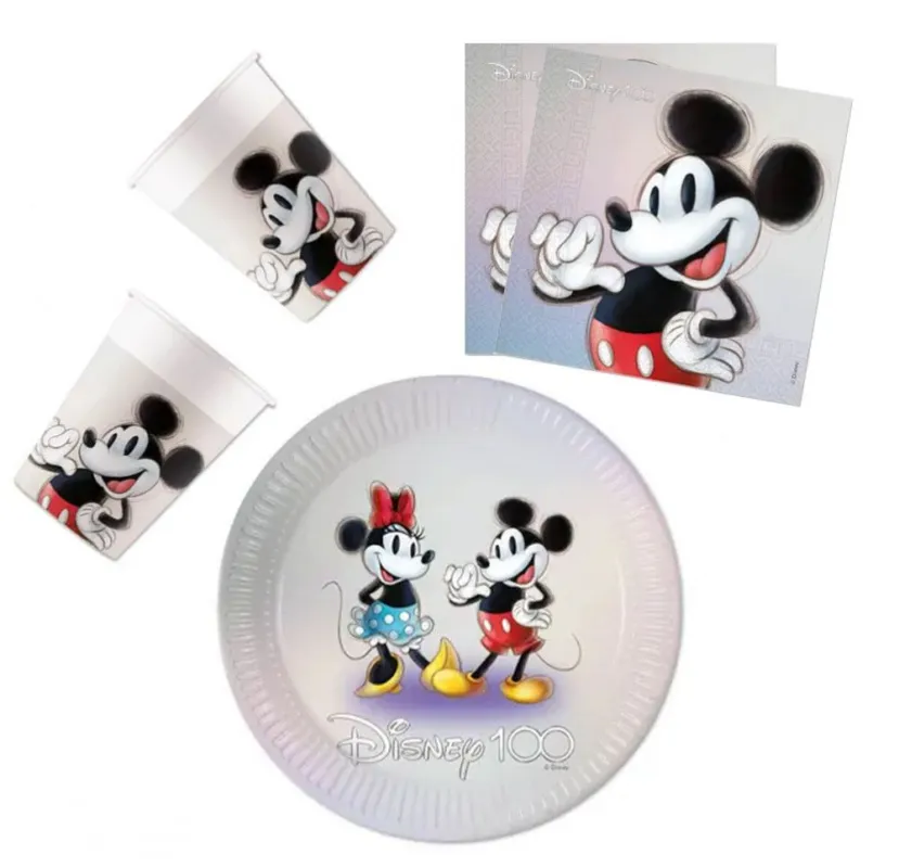 Akciós ár Disney 100 Mickey party szett 36 db-os 23 cm-es tányérral