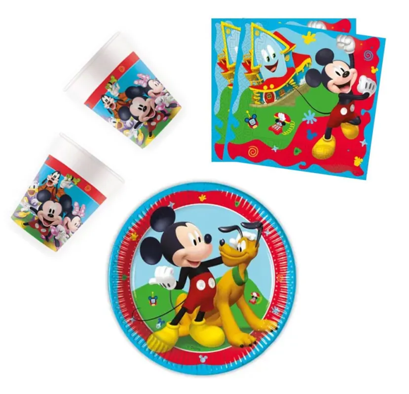 Azonnali szállítás Disney Mickey Rock the House party szett 36 db-os 20 cm-es tányérral