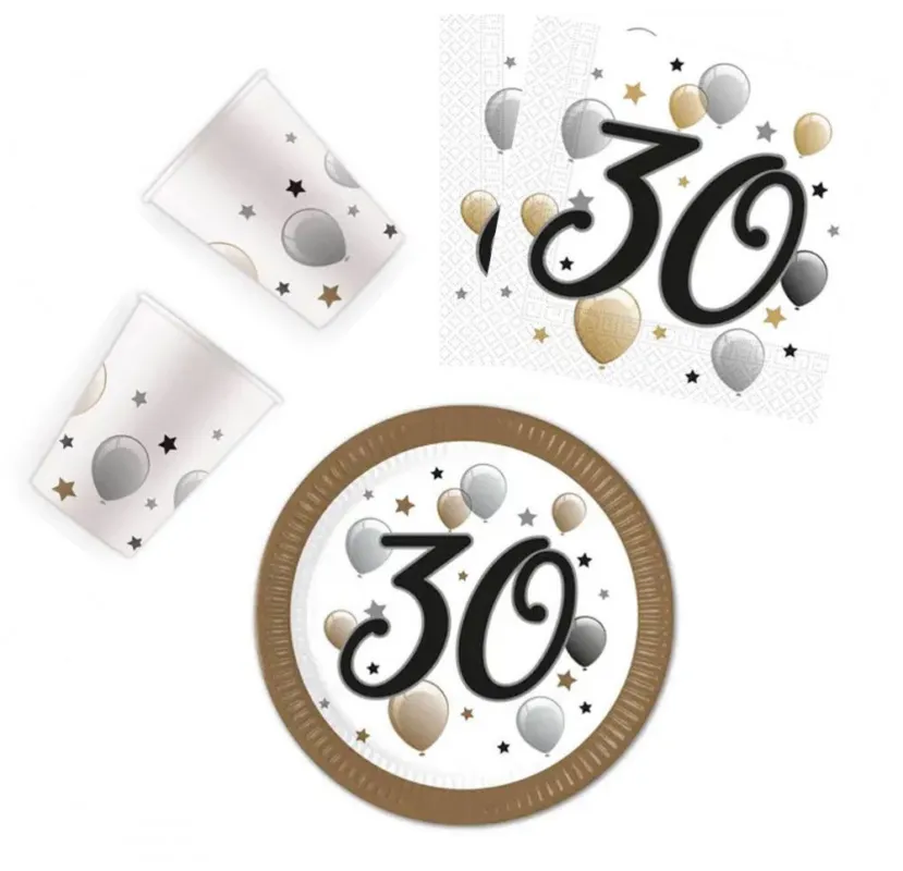 Vedd meg most Happy Birthday 30 Milestone party szett 36 db-os 23 cm-es tányérral