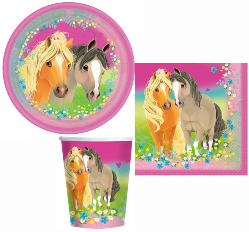 Póni Pretty party szett 36 db-os 23 cm-es tányérral Prémium