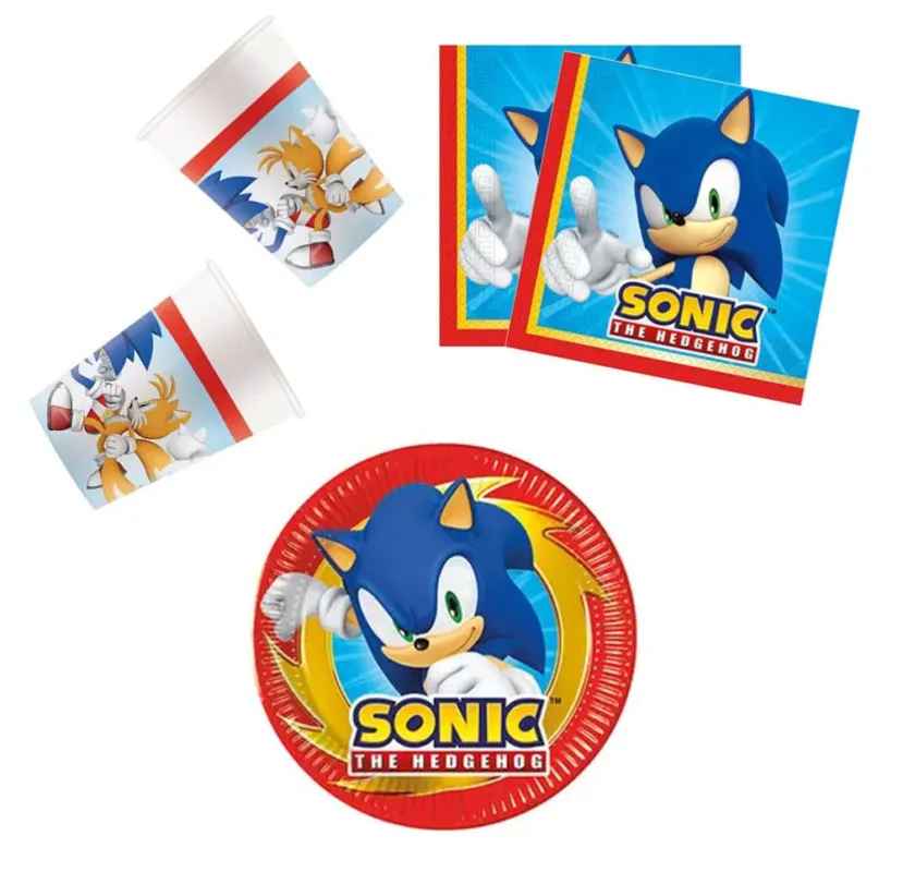 Sonic a sündisznó Sega party szett 36 db-os 20 cm-es tányérral Alacsony ár