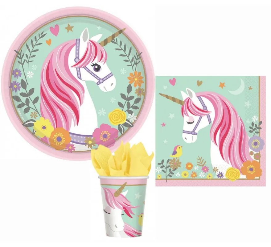 Unikornis Magical party szett 32 db-os 18 cm-es tányérral Kedvezményes ár