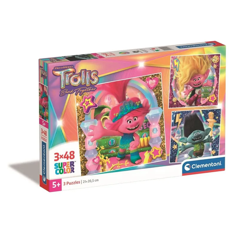 Árengedmény Trollok Band Together 3x48 db-os puzzle Clementoni