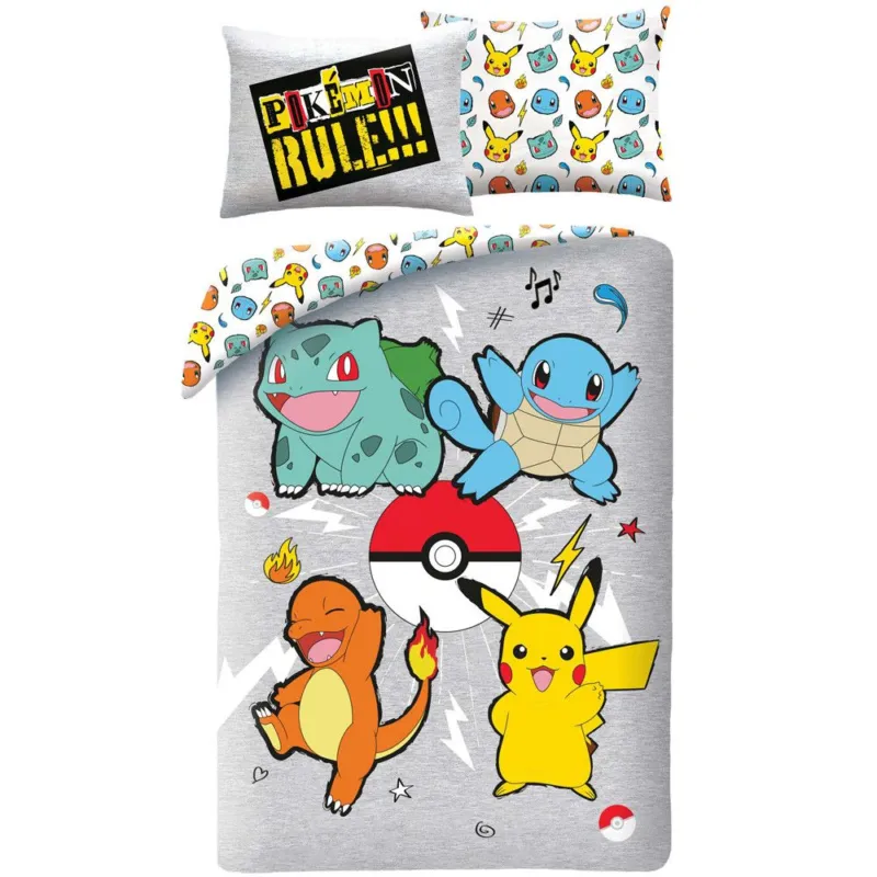 Árcsökkenés Pokémon Rule! ágyneműhuzat 140×200cm, 70×90 cm microfibre