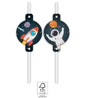 Űr Rocket Space papír szívószál, 4 db-os szett FSC Csak ma