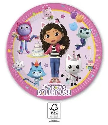 Újdonság Gabi babaháza Friends papírtányér 8 db-os 23 cm FSC