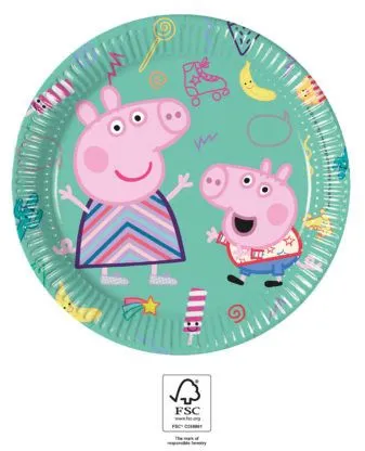 Peppa malac Messy Play papírtányér 8 db-os 20 cm FSC Gyors szállítás