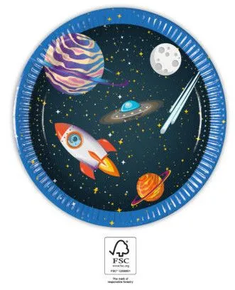 Űr Rocket Space papírtányér 8 db-os 20 cm FSC Legnépszerűbb
