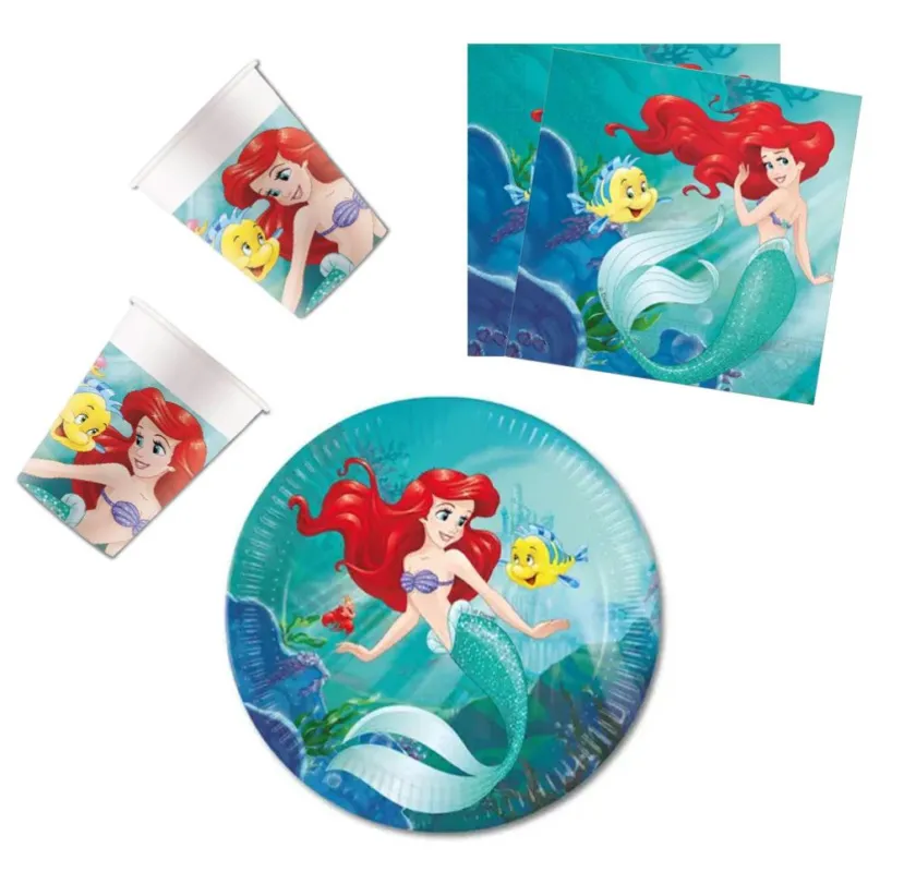 Azonnali szállítás Disney Hercegnők, Ariel Curious party szett 36 db-os 23 cm-es tányérral