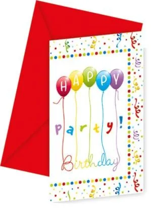 Happy Birthday Streamers party meghívó 6 db-os Akciós ár