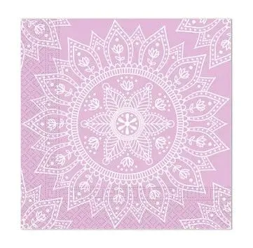 Árcsökkenés Mandala Purple White szalvéta 20 db-os, 33x33 cm FSC
