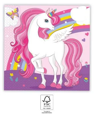Ajánlat Unikornis Rainbow Colors szalvéta 20 db-os 33x33 cm FSC