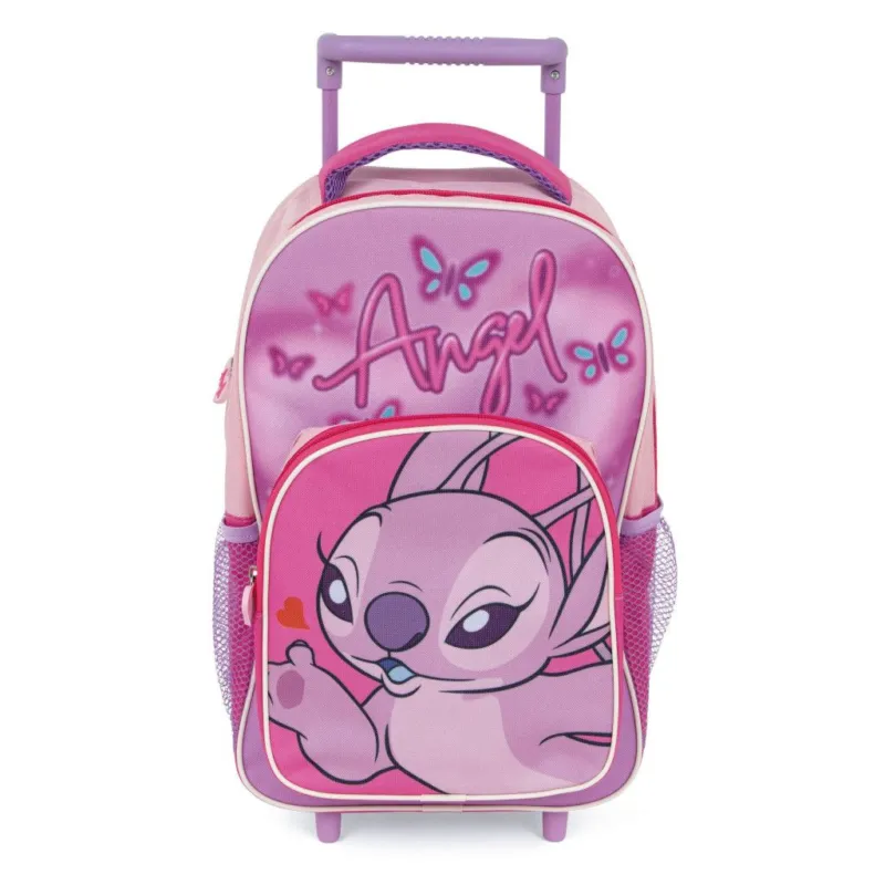 Disney Lilo és Stitch, A csillagkutya Pink Angel gurulós ovis hátizsák, táska 36 cm Népszerű