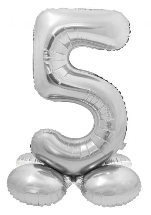Bestseller Ezüst 5-ös Silver szám fólia lufi talppal 72 cm